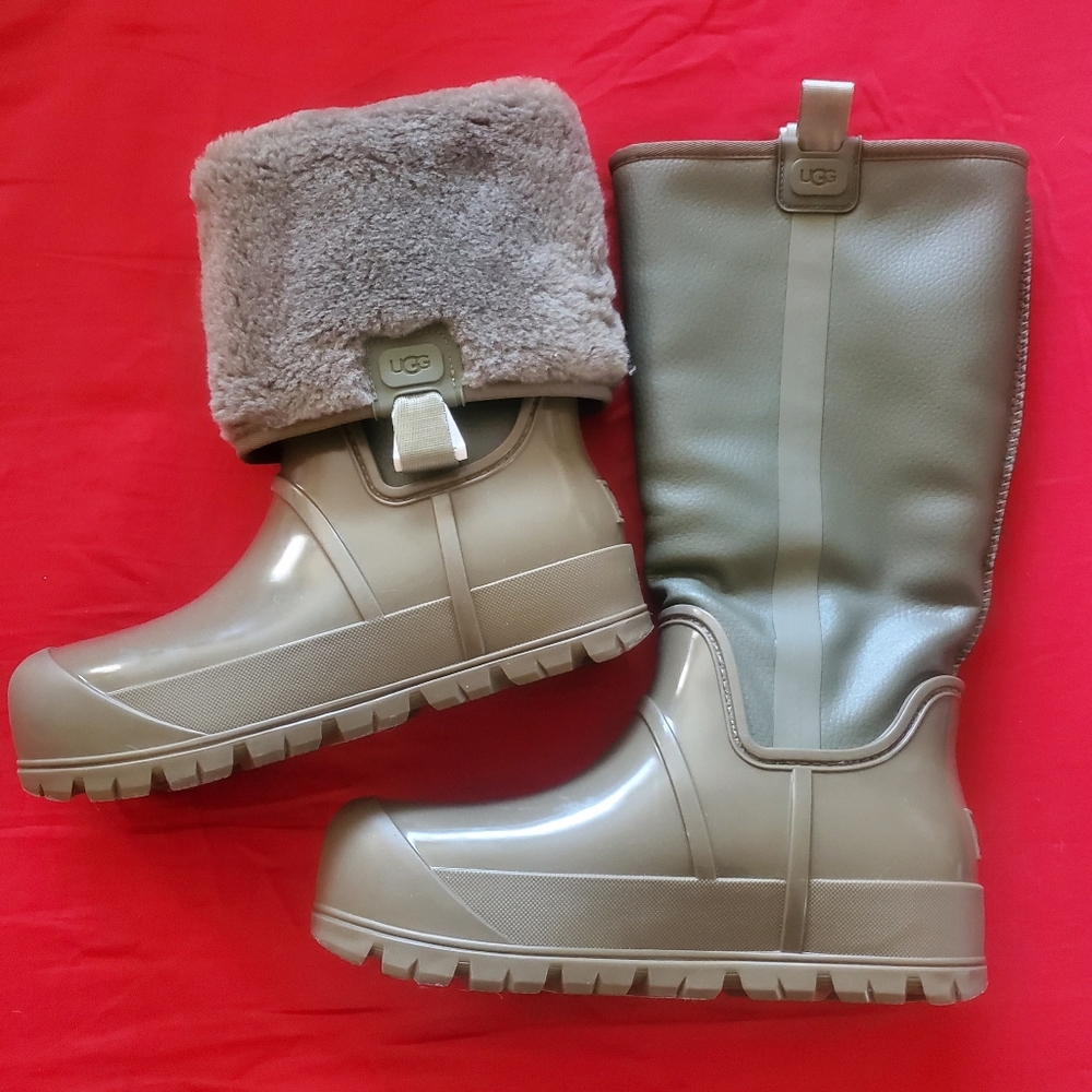 New UGG Raincloud Boots Olive Green sz 8